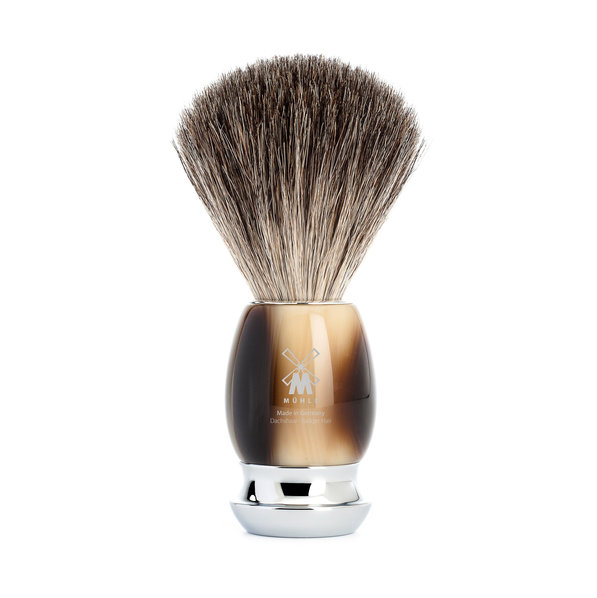 VIVO shaving brush, pure badger, handle material high-grade resin horn brown 81 M 332