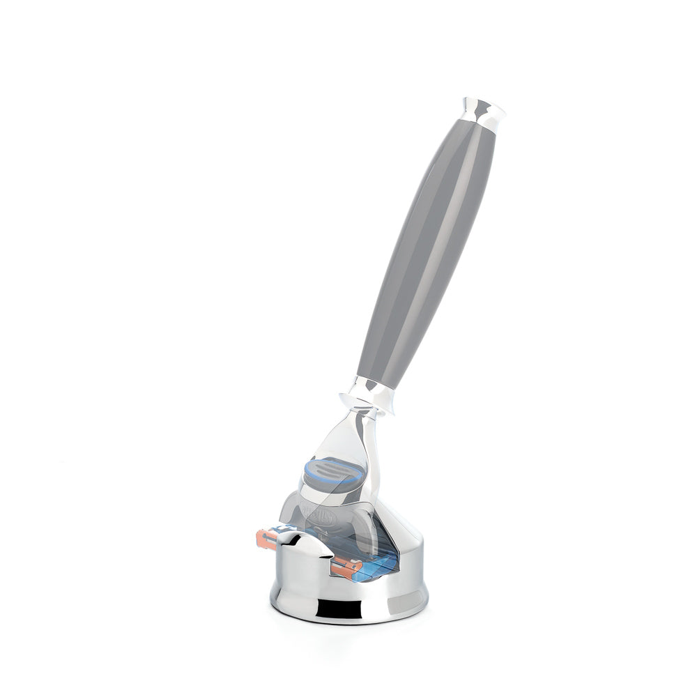 Stand for razor, made of brass, chrome-plated