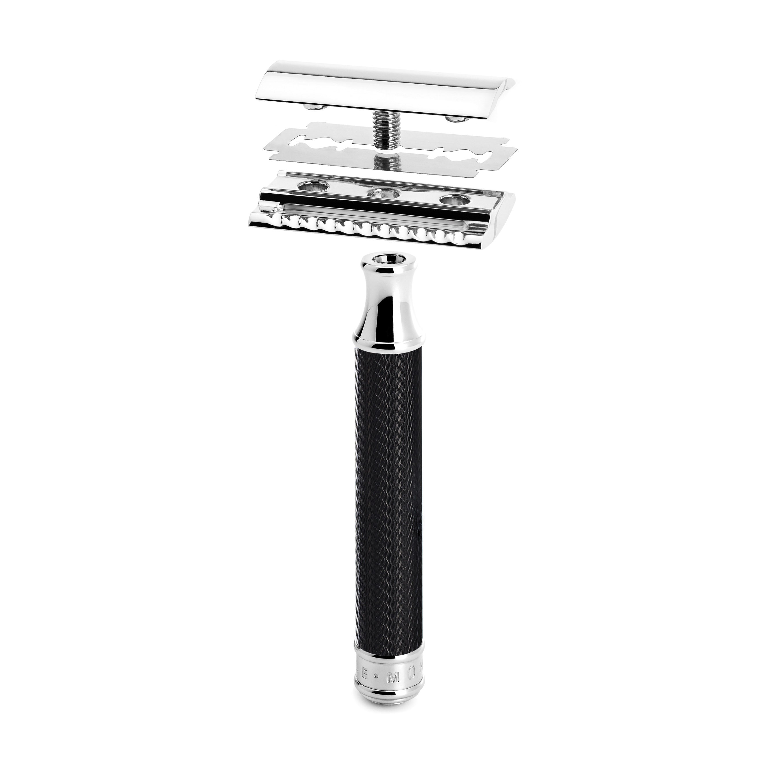 Safety razor, closed comb, handle material metal, TRADITIONAL R 89 black
