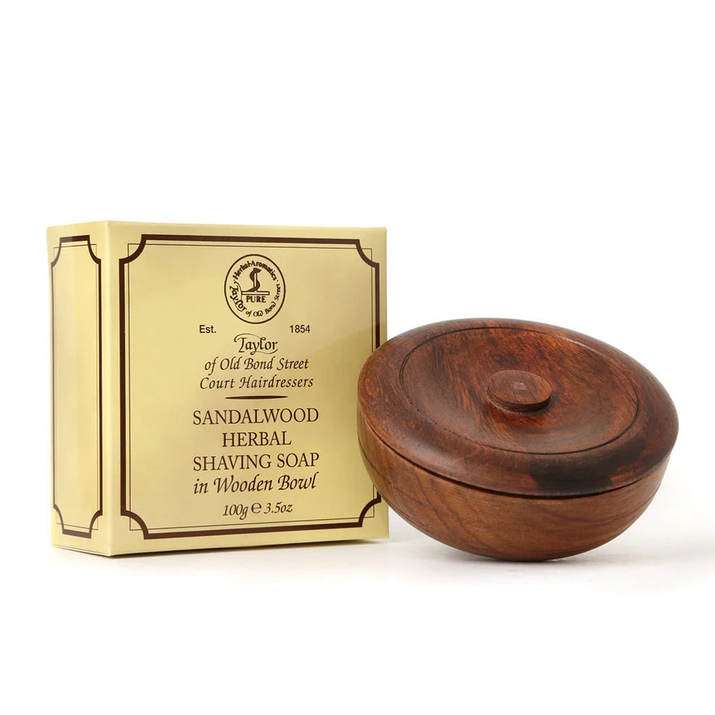 Taylor of Old Bond Street Shaving Soap Sandalwood In a Wooden Bowl 100g.